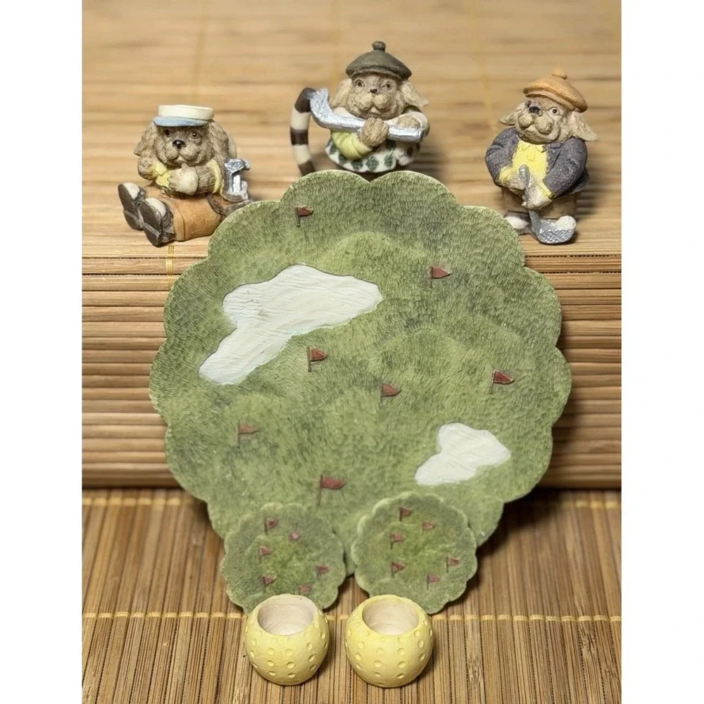 Golfing Dogs Miniature Tea Sets by Popular Imports 1994, Resin, Sports, VTG